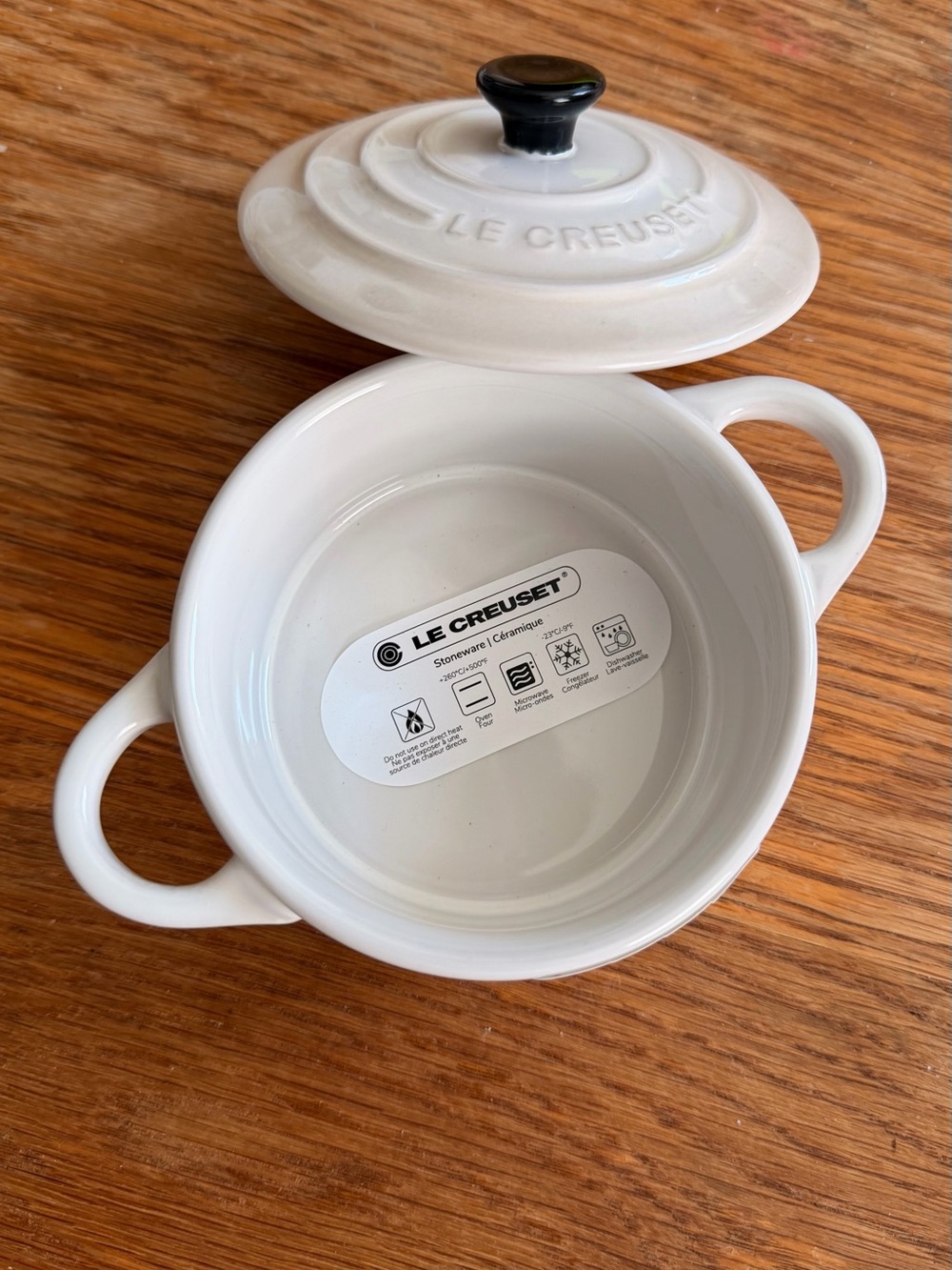 Le Creuset Mini Cocotte in Meringue (discontinued) with Black Knob